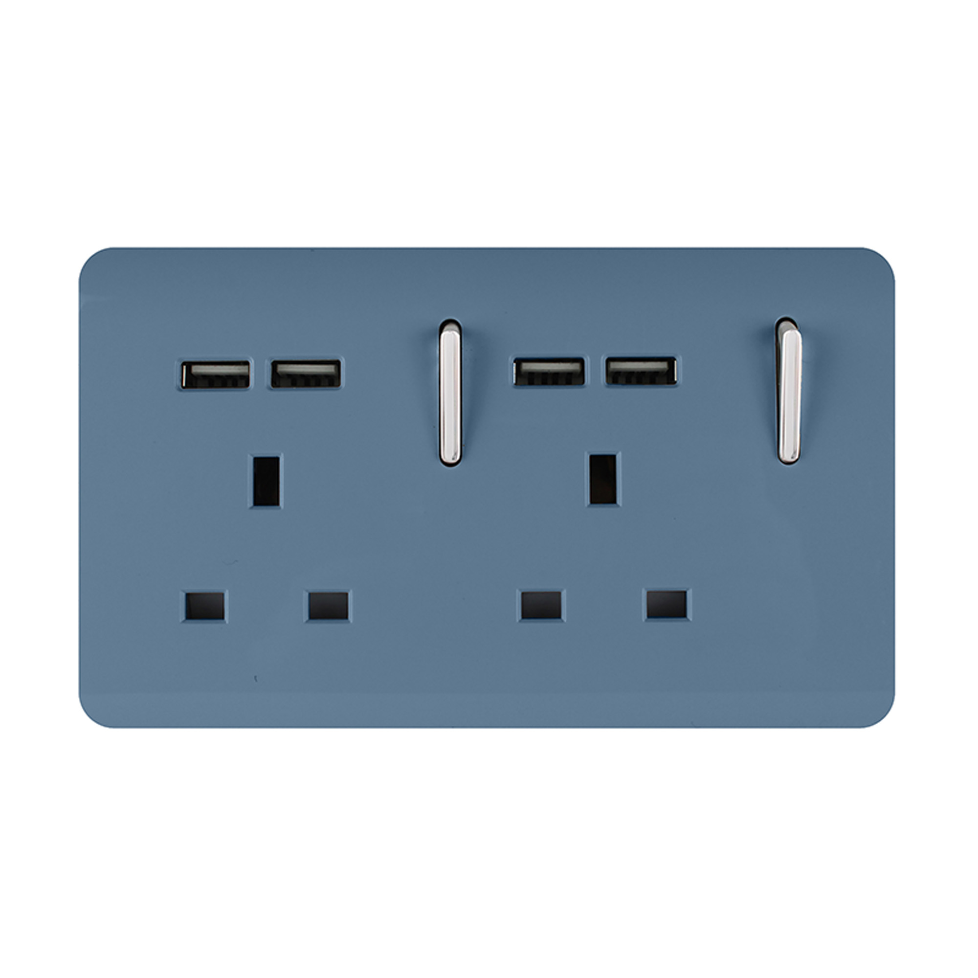 ART-SKT213USBSK  2 Gang 13Amp Switched Double Socket With 4X 2.1Mah USB Sky